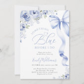 Something Blue Bow Floral Bridal Shower Invitation 招待状 (正面)