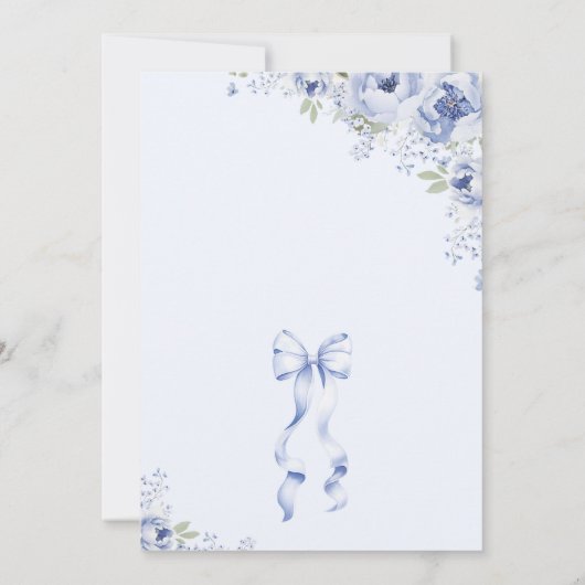 Something Blue Bow Floral Bridal Shower Invitation 招待状 (裏面)