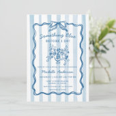 Something Blue Bow Stripe Bridal Shower Invitation 招待状 (スタンド正面)