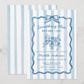 Something Blue Bow Stripe Bridal Shower Invitation 招待状 (正面/裏面)