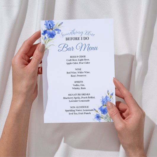 Something Blue Bridal Shower Bar Menu