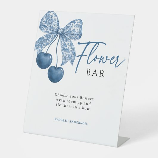 Something Blue Bridal Shower  Flower Bar Sign 台座サイン (正面)