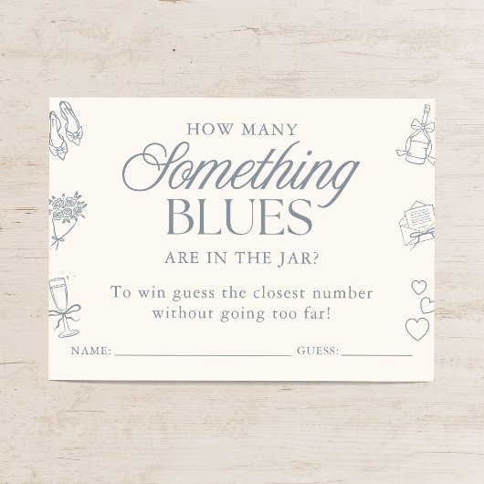 Something Blue Bridal Shower Guessing Game エンクロージャーカード