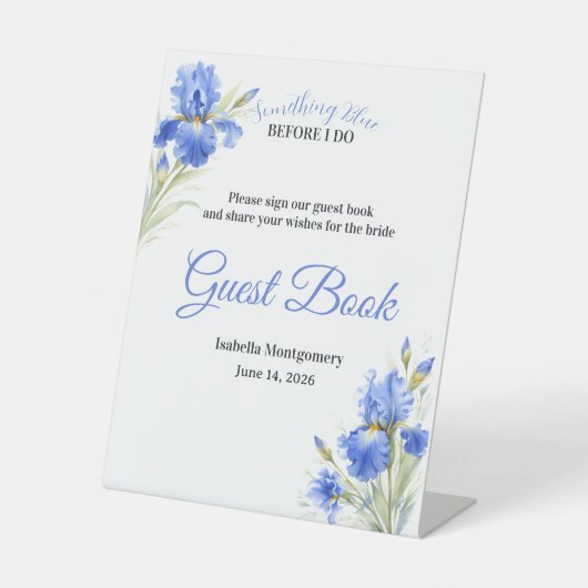 Something Blue Bridal Shower Guest Book Sign 台座サイン (正面)