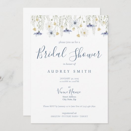 Something Blue Bridal Shower Invitation 招待状 (正面/裏面)