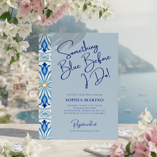 Something Blue Bridal Shower | Mediterranean Tile  招待状