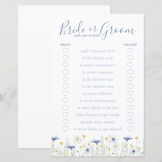 Something Blue Bride or Groom Game (正面/裏面)