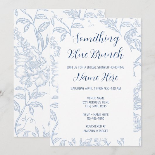 Something Blue Brunch Bridal Shower Invitation 招待状 (正面/裏面)