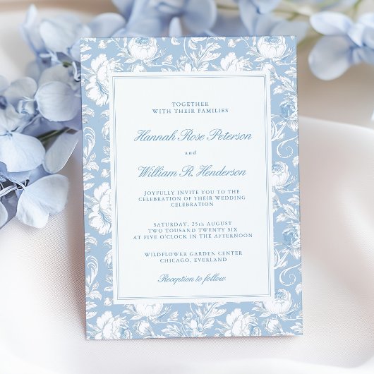Something Blue Chinoiserie Wedding 招待状