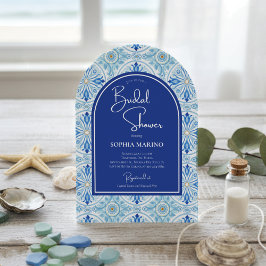 Something Blue Coastal Mediterranean Bridal Shower 招待状