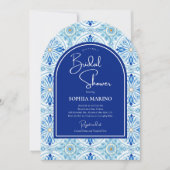 Something Blue Coastal Mediterranean Bridal Shower 招待状 (正面)