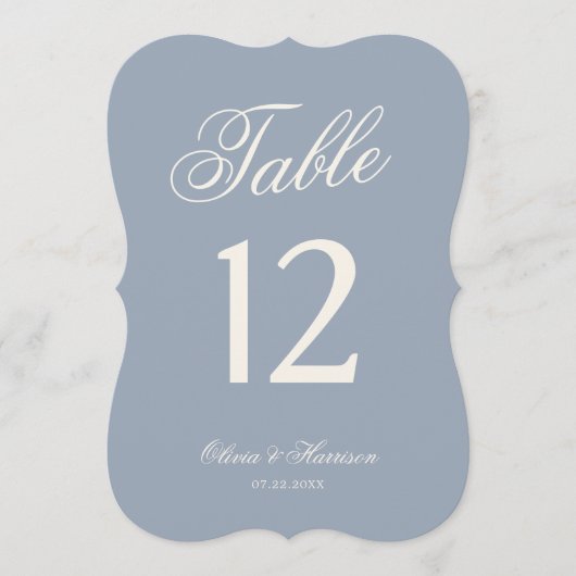 Something Blue Dusty Blue Die Cut Table Number 招待状 (正面)