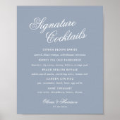Something Blue Dusty Blue Elegant Drink Sign ポスター (正面)