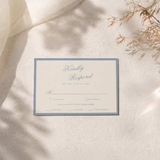 Something Blue Dusty Blue Elegant RSVP Card エンクロージャーカード