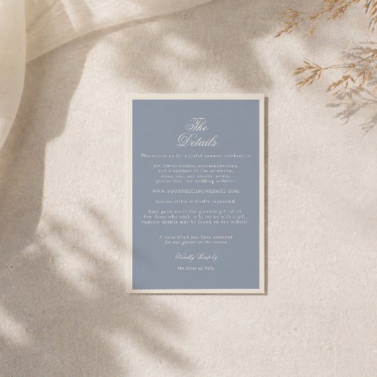 Something Blue Dusty Blue Wedding Details Card エンクロージャーカード