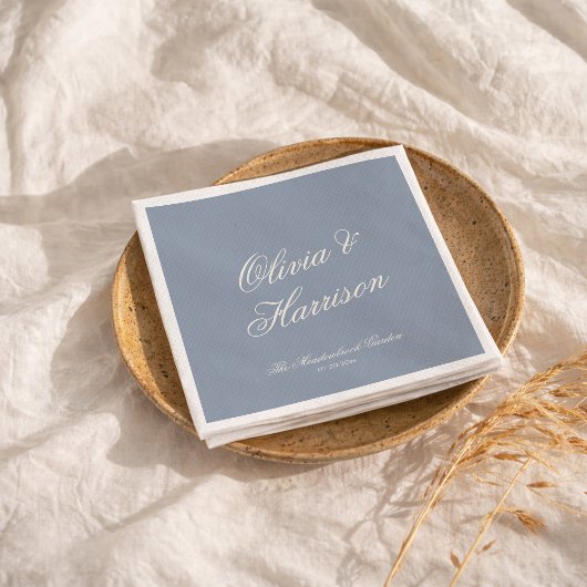 Something Blue Dusty Blue Wedding Napkins スタンダードカクテルナプキン