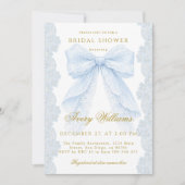 Something Blue Elegant Lace Ribbon Design 招待状 (正面)
