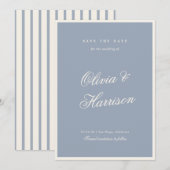 Something Blue Elegant Save the Date Card 招待状 (正面/裏面)