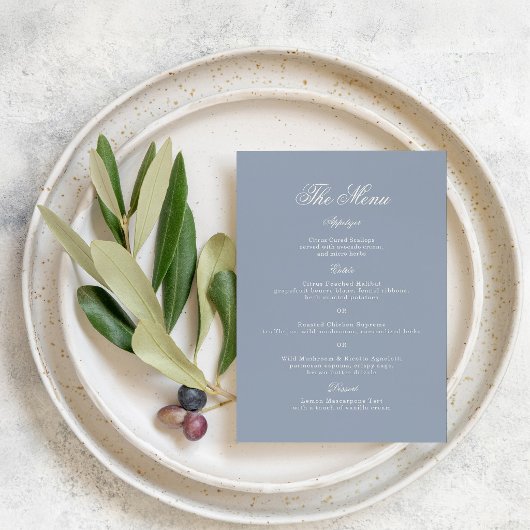 Something Blue Elegant Wedding Menu Card 招待状