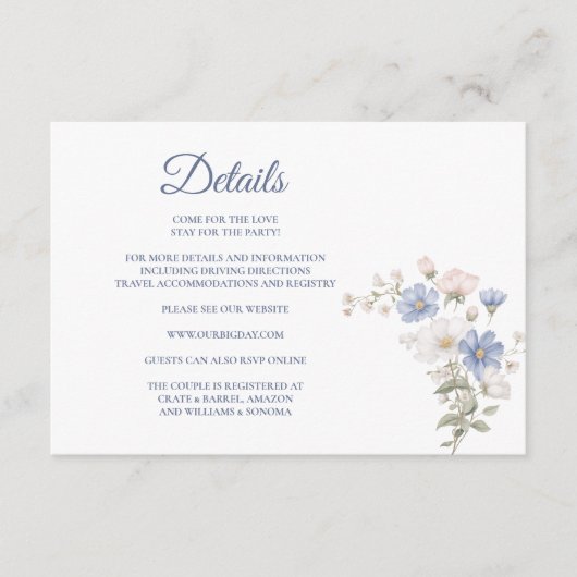 Something Blue Enclosure Card Details エンクロージャーカード (正面)