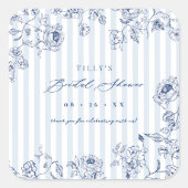 Something Blue Favor Stickers Bridal Shower Labels スクエアシール (正面)