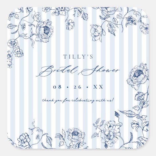 Something Blue Favor Stickers Bridal Shower Labels スクエアシール (正面)