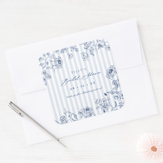 Something Blue Favor Stickers Bridal Shower Labels スクエアシール (封筒)