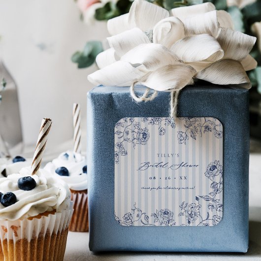 Something Blue Favor Stickers Bridal Shower Labels スクエアシール