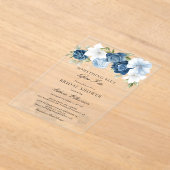 Something Blue Floral Before I Do Bridal Shower アクリル招待状 (レイダウン)