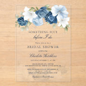 Something Blue Floral Before I Do Bridal Shower アクリル招待状 (正面)