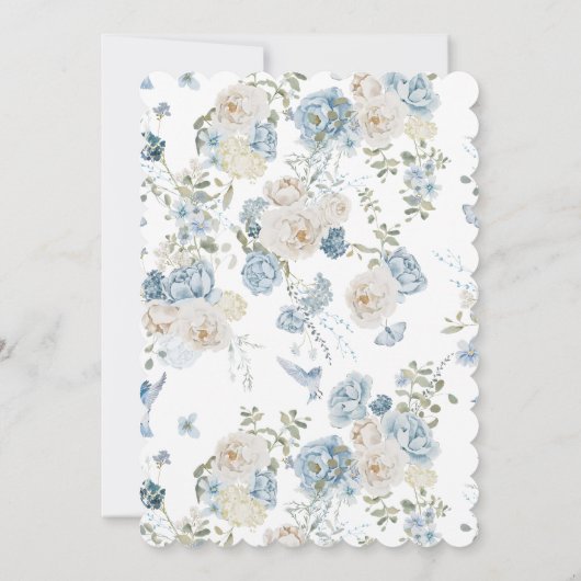 Something Blue Floral Before I Do Bridal Shower 招待状 (裏面)