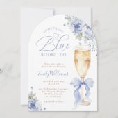 Something Blue Floral Bridal Shower Arched 招待状 (正面)