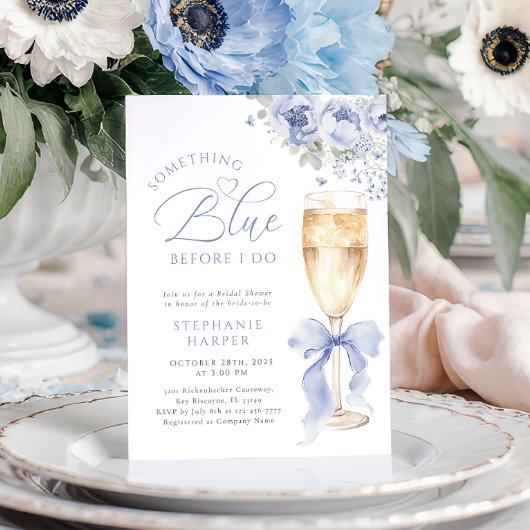 Something Blue Floral Bridal Shower Invitation 招待状