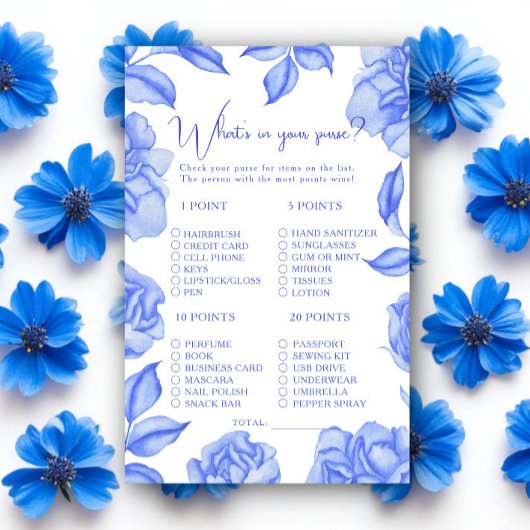 Something blue floral Bridal shower purse game