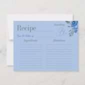 Something Blue Floral Bridal Shower Recipe ノートカード (正面)