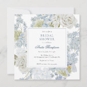 Something Blue Floral Ribbon Bridal Shower 招待状 (正面)