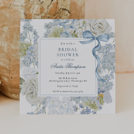 Something Blue Floral Ribbon Bridal Shower 招待状