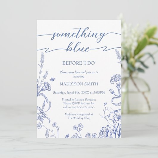 Something Blue French Bridal Shower invitation 招待状 (スタンド正面)