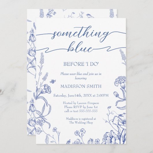 Something Blue French Bridal Shower invitation 招待状 (正面/裏面)