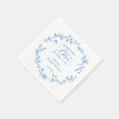 Something Blue French Toile Wreath Bridal Shower スタンダードカクテルナプキン (角)