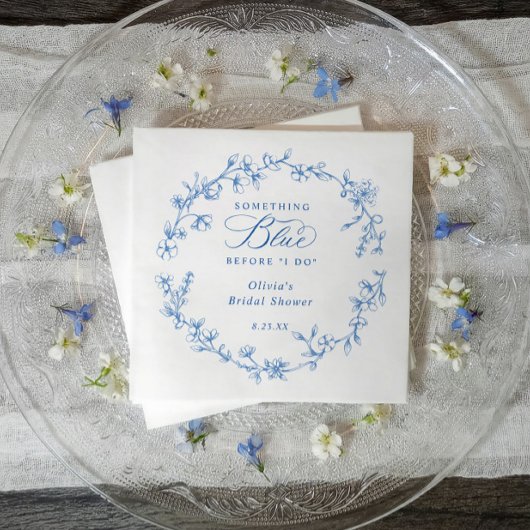 Something Blue French Toile Wreath Bridal Shower スタンダードカクテルナプキン