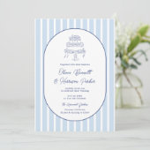 Something Blue Hand Drawn Cake Stripe Wedding 招待状 (スタンド正面)