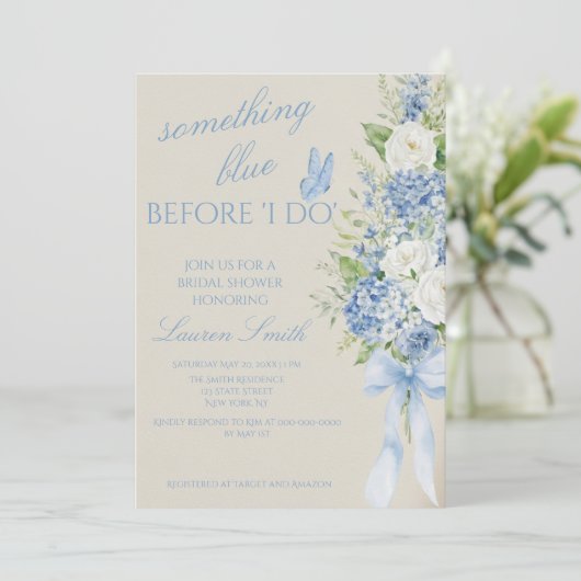 Something Blue Hydrangea Bridal Shower Invitation 招待状 (スタンド正面)