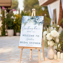 Something Blue Hydrangea Bridal Shower Sign