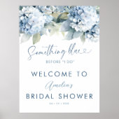 Something Blue Hydrangea Bridal Shower Sign ポスター (正面)