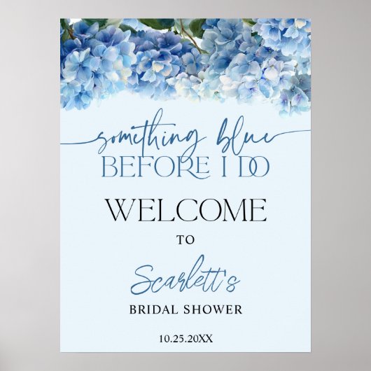 Something Blue Hydrangea Bridal Shower Welcome ポスター (正面)