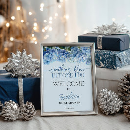 Something Blue Hydrangea Bridal Shower Welcome ポスター