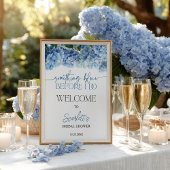 Something Blue Hydrangea Bridal Shower Welcome ポスター