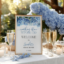 Something Blue Hydrangea Bridal Shower Welcome ポスター