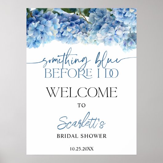 Something Blue Hydrangea Bridal Shower Welcome ポスター (正面)